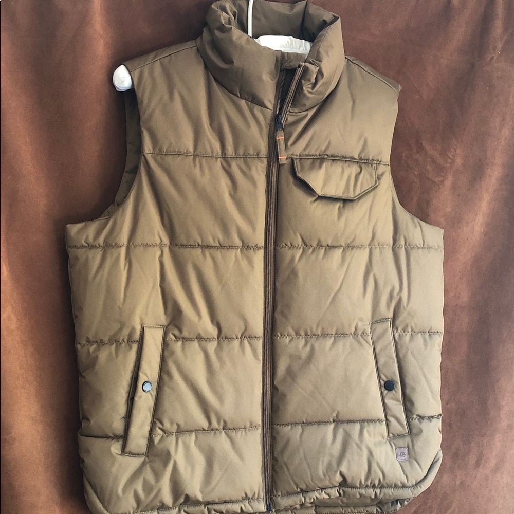 Hawke & Co Olive-Tan Quilted Puffer Vest